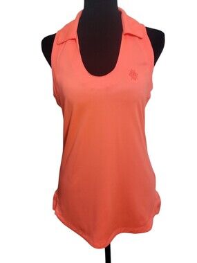 Under Armour heatgear orange loise fit sleeveless polo tank top women's size S